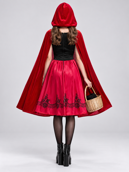 Carnival Costume for Cosplay with Red Cape and Lacing