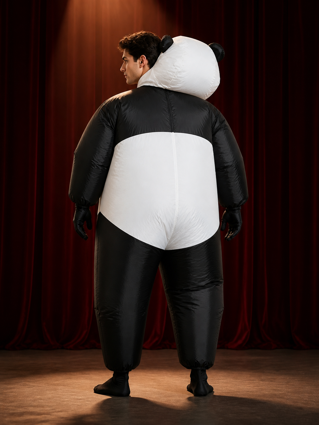 Unisex Panda Inflatable Costume, Funny Cartoon Animal Halloween Suit back view