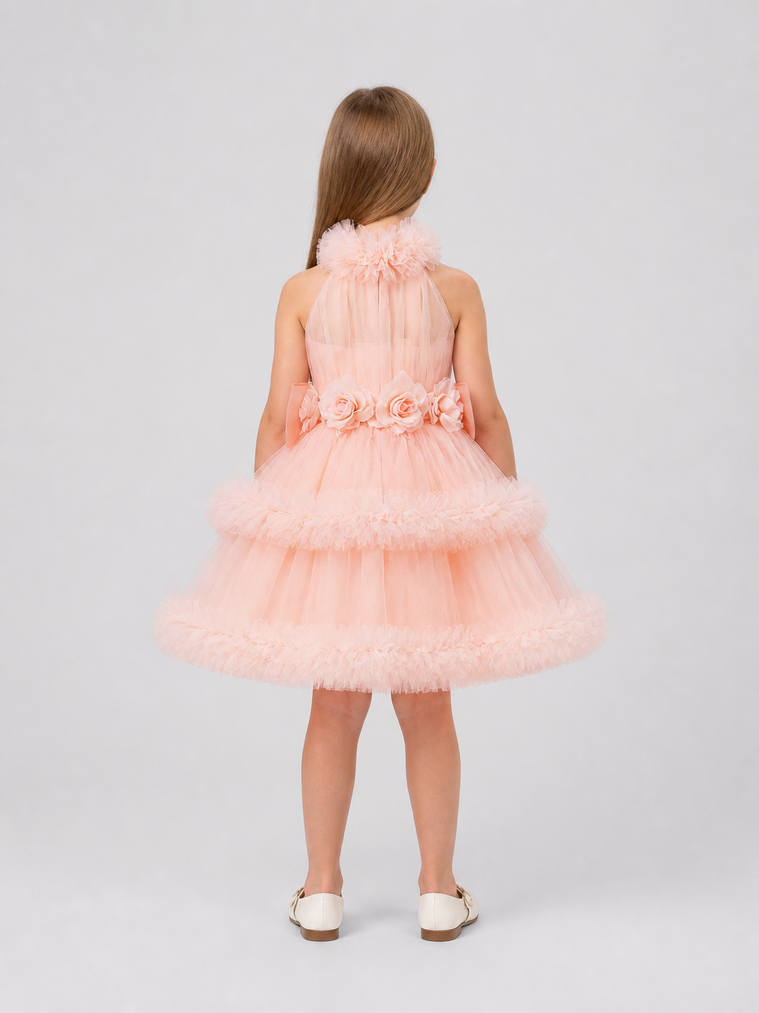 Girls' Dressy Princess Dress, Pink, Sleeveless back view