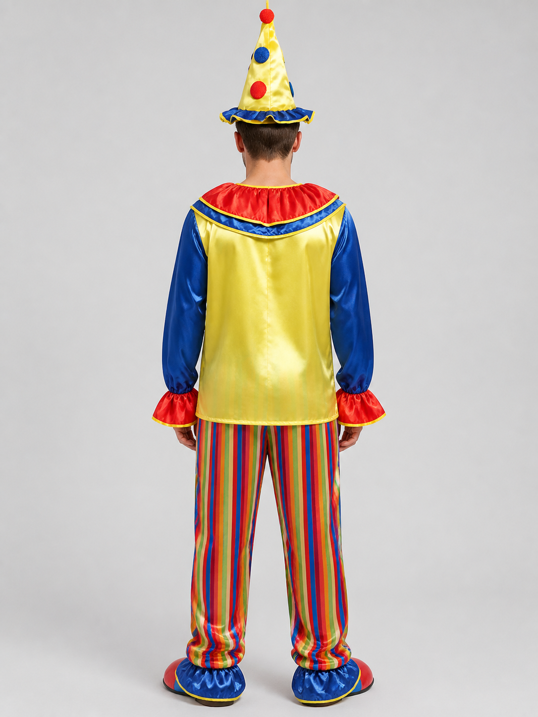 Striped Clown Costume for Stage Performances back view