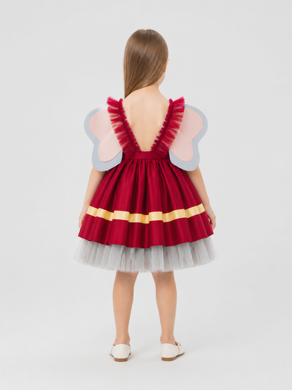 Little Elephant Carnival Dress with a Full Tulle Skirt back view