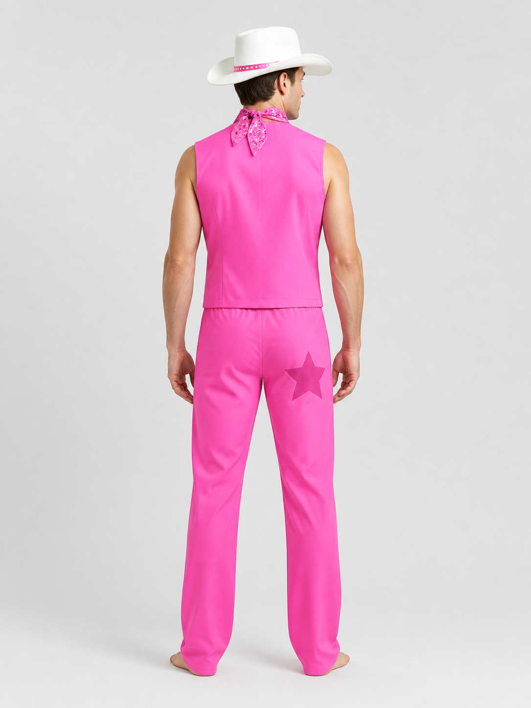 Barbie Cosplay Costume with Vest, Pants, and Hat back view