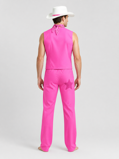 Barbie Cosplay Costume with Vest, Pants, and Hat back view
