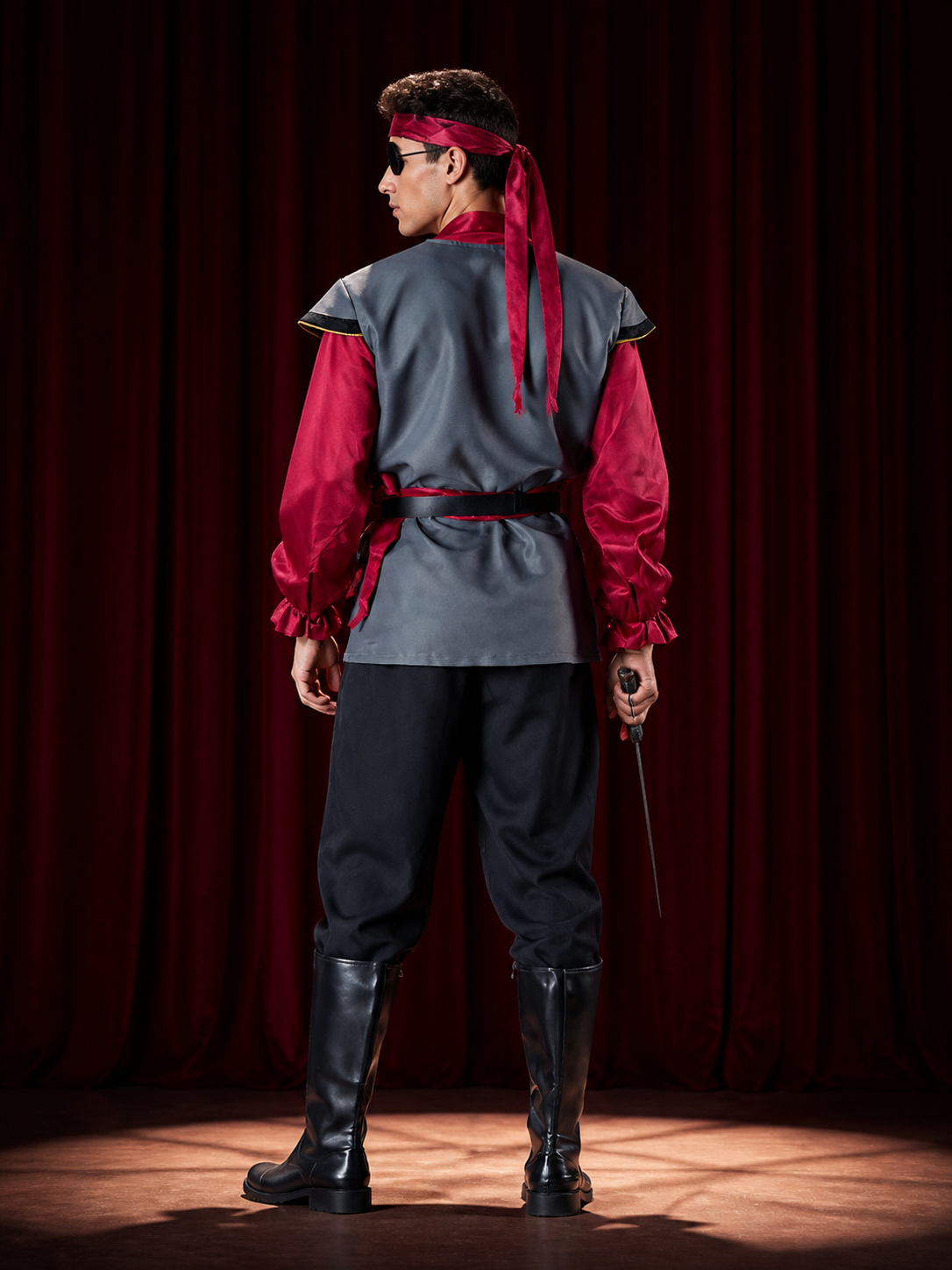 Pirate Cosplay Costume with Eye Patch, Halloween back view