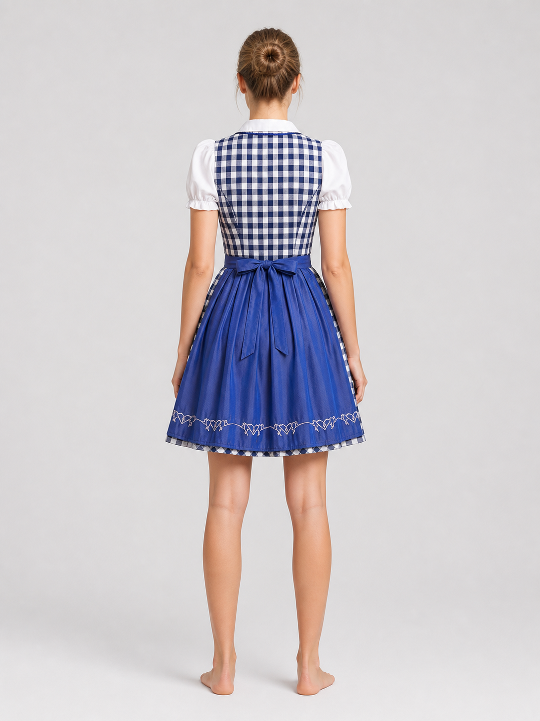Short Blue and White Oktoberfest Dress back view