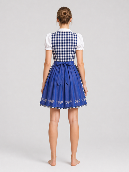 Short Blue and White Oktoberfest Dress back view