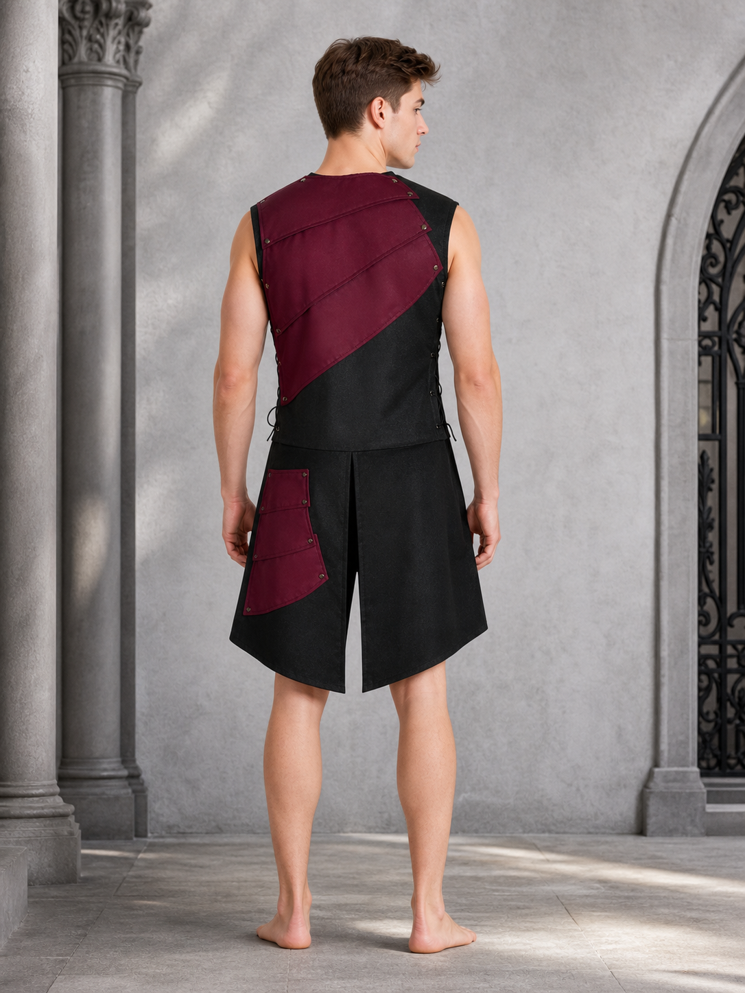 Sleeveless Jumpsuit with Asymmetrical Panels