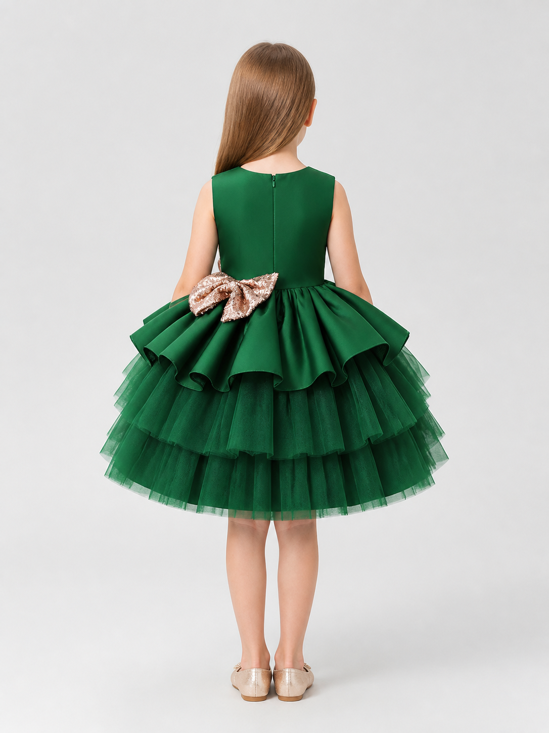 Sleeveless Princess Dress with Full Skirt and Bow back view