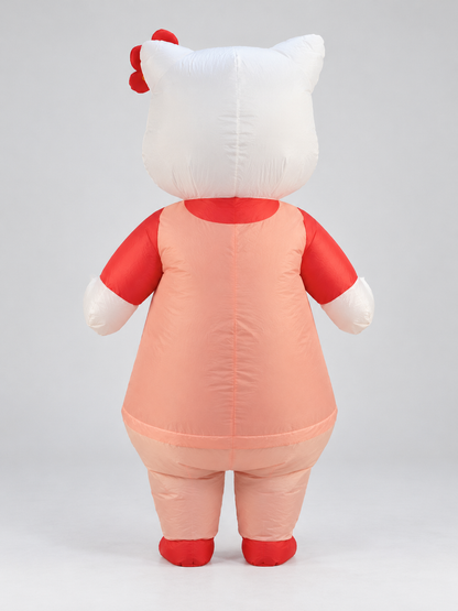 Inflatable Cartoon Cat Costume with Red Bow