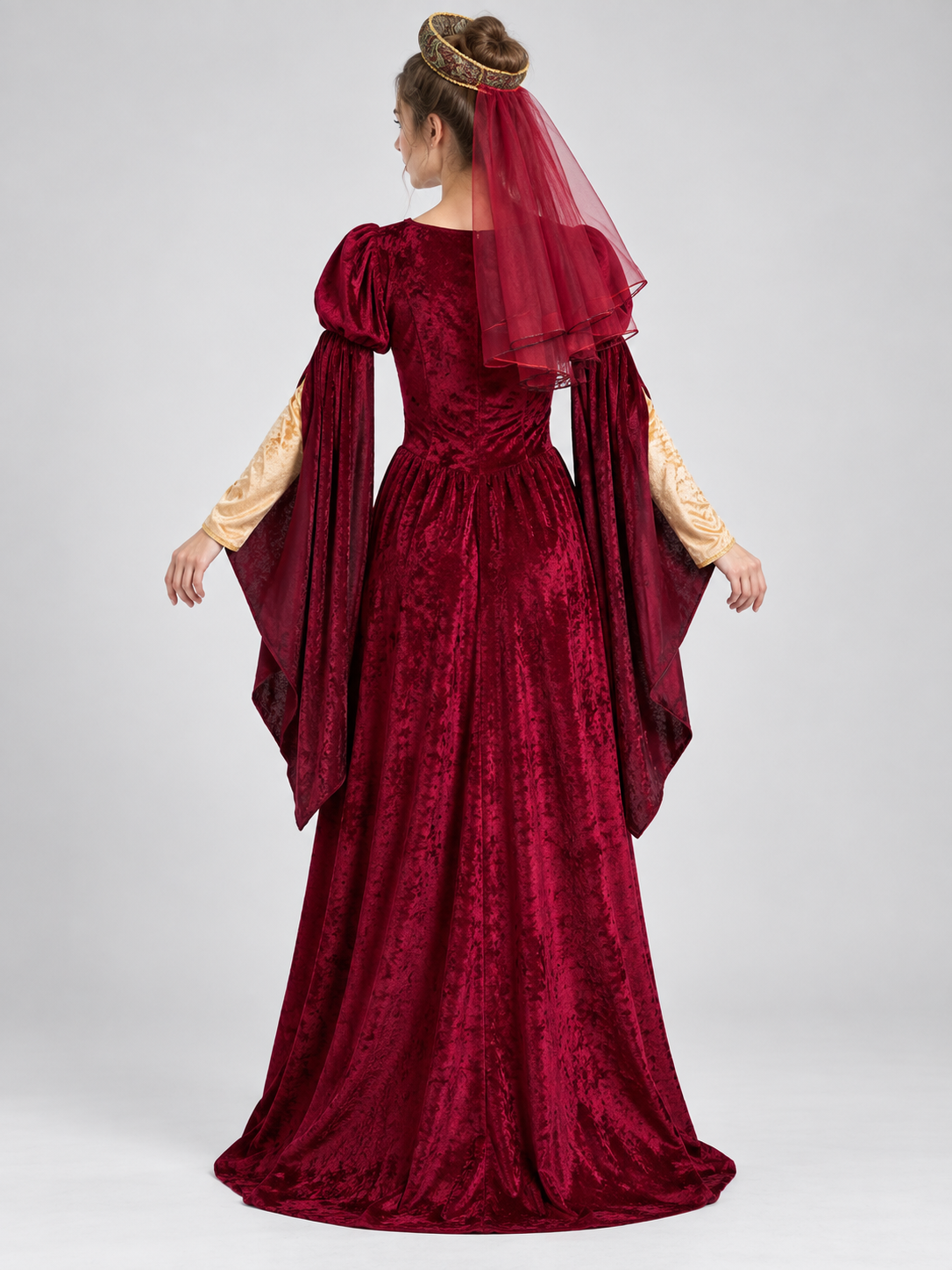 Medieval Costume with Long Dress and Headpiece