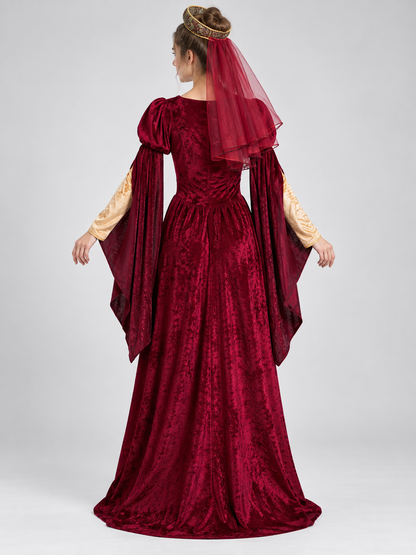 Medieval Costume with Long Dress and Headpiece