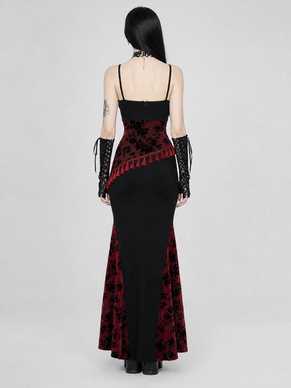 Long Black and Red Gothic Mermaid Dress