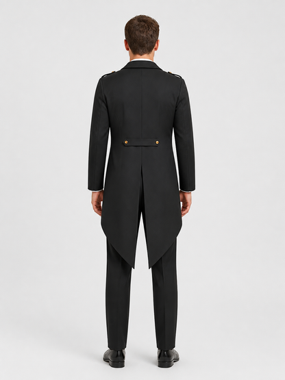 Black Tailcoat with Gold-Tone Buttons for Cosplay back view