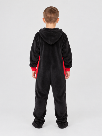 Insulated Pajama Jumpsuit with Hood and Buttons