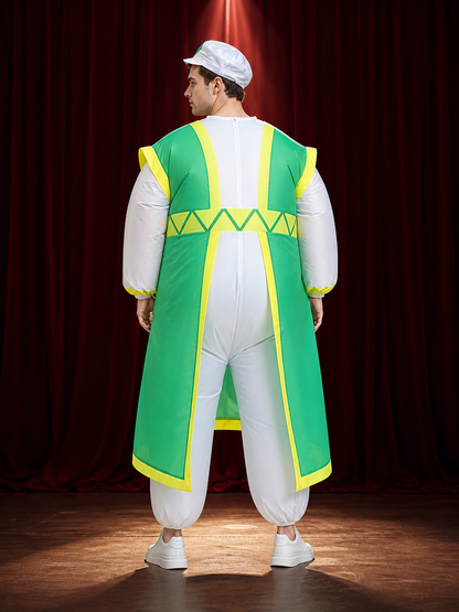 Adult Cartoon Mouse Inflatable Costume, Green-Yellow Coat with Silver Hat for back view