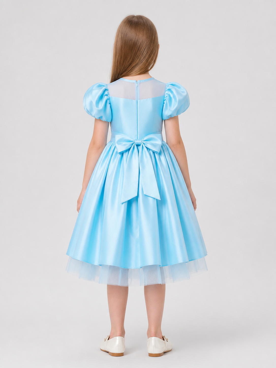 Dressy Princess Dress with Bow, Full Skirt back view