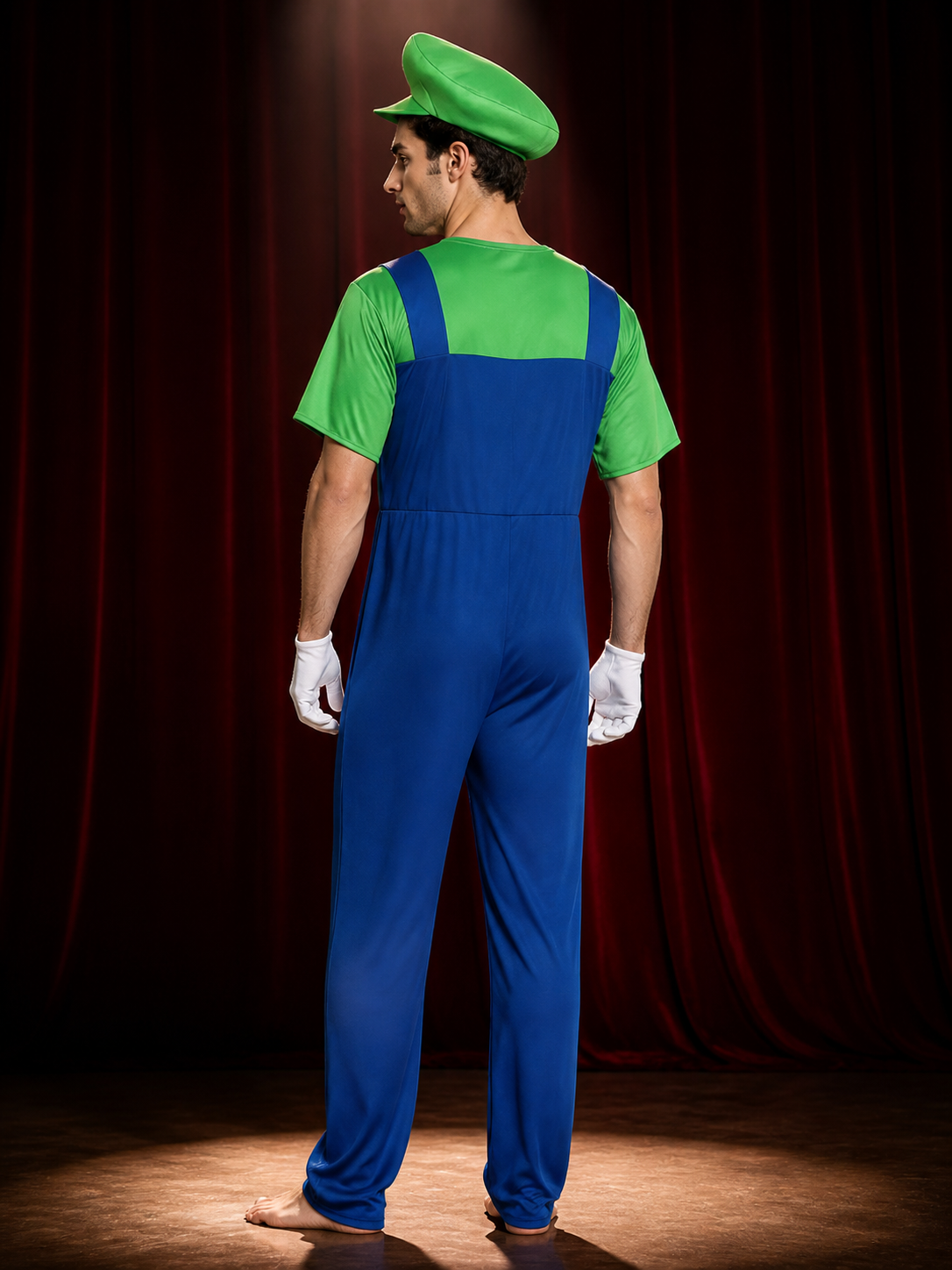 Luigi Carnival Costume, Cosplay Jumpsuit back view