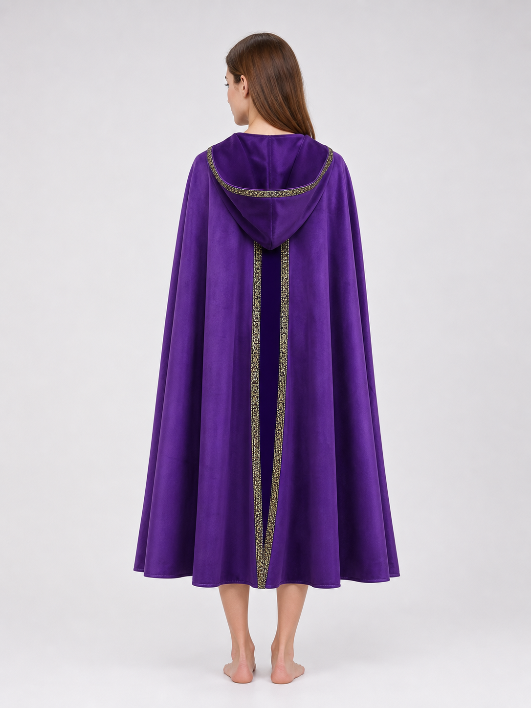 Purple Hooded Velvet Costume Cape product view 45