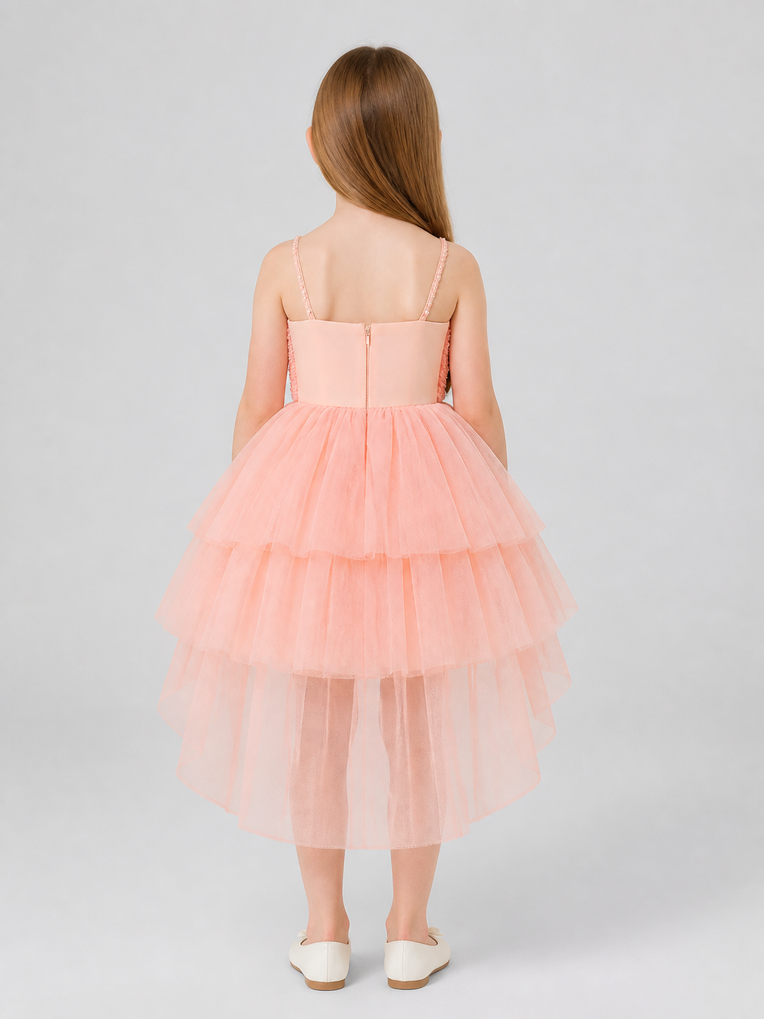European Tutu Dress with Train for Performances back view
