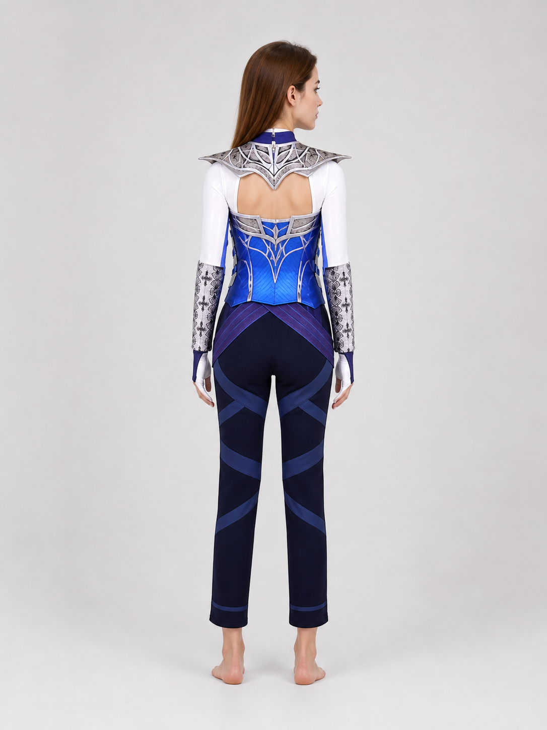 Kitana Cosplay Costume: Blue Armor with Mask