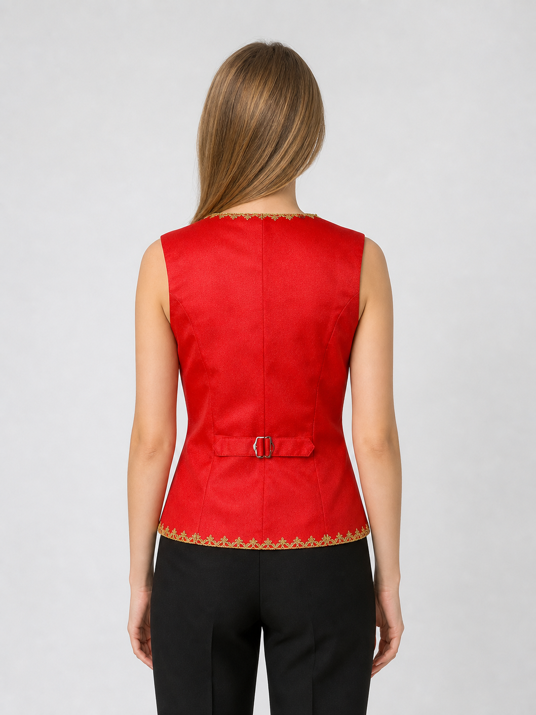 Embroidered Carnival Vest for Halloween, Red