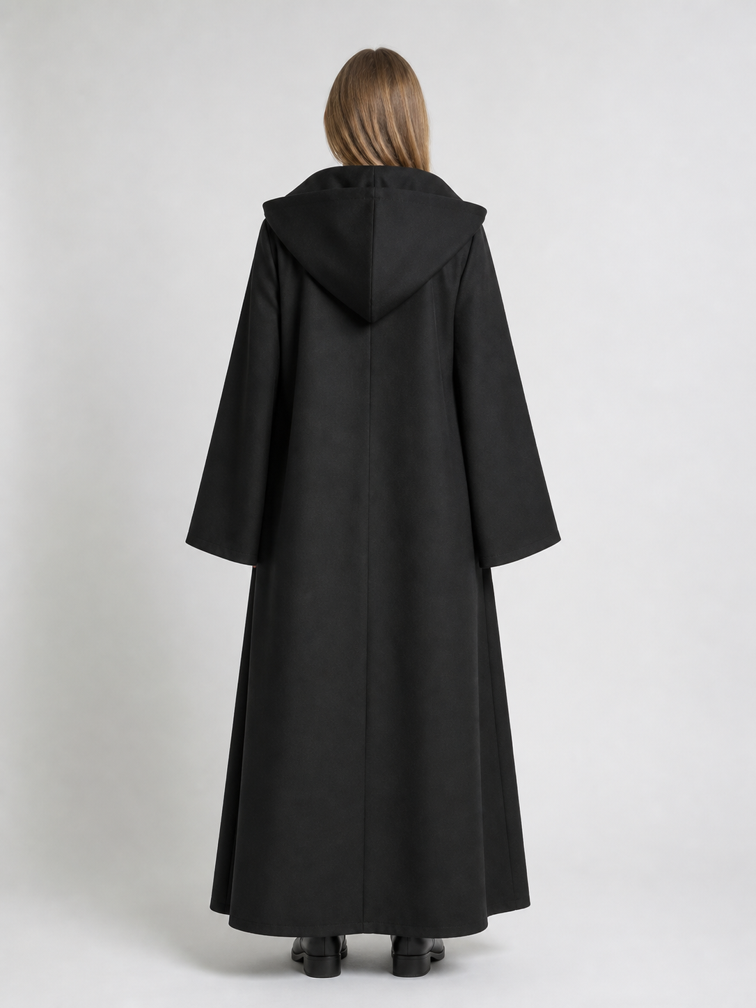Long Black Hooded Carnival Cloak