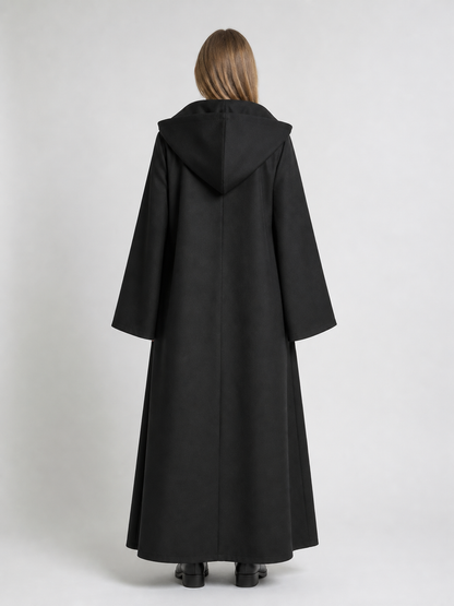 Long Black Hooded Carnival Cloak