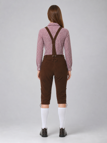Historical Costume with Suspenders, Shirt, and Hat back view