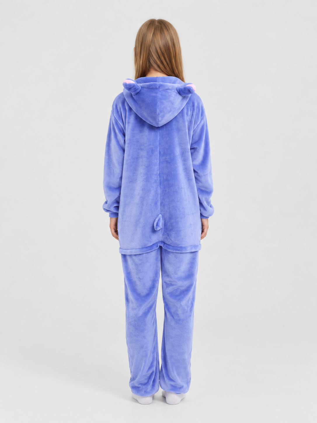 Hooded Pajama Jumpsuit with Elephant Graphic