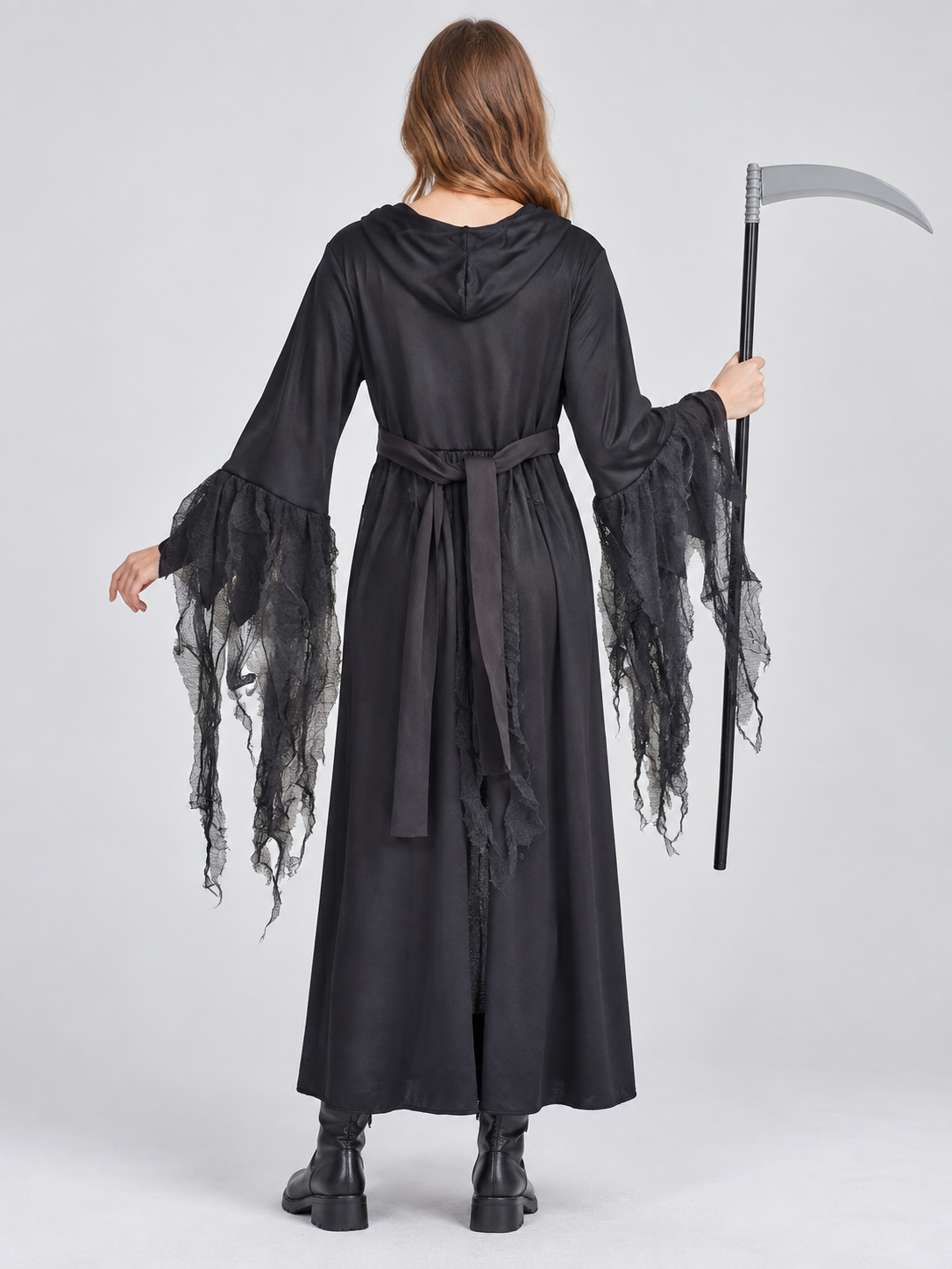 Costume with Robe and Decorative Scythe back view