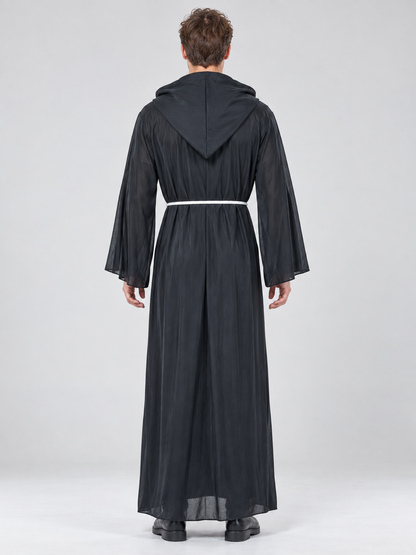 Black Vampire Costume with Hood and Belt