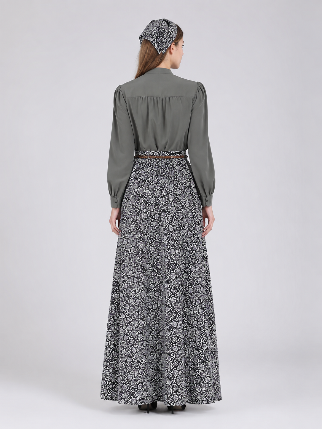 Stage Costume with Skirt, Headscarf, and Belt back view