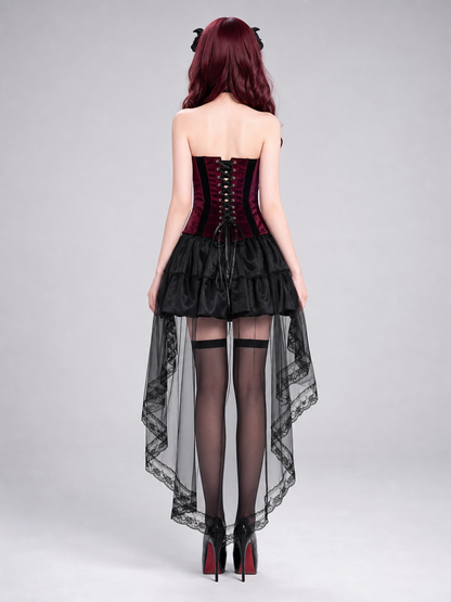 Gothic Dress with Corset Panel and Full Skirt