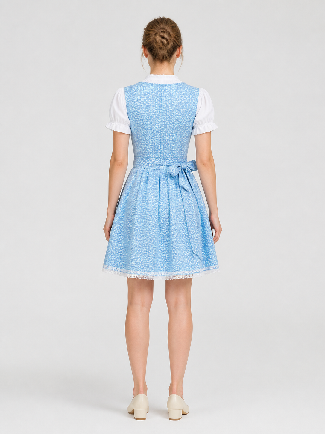 Short-Sleeve Dress, Light Blue with Pattern back view