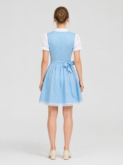 Short-Sleeve Dress, Light Blue with Pattern back view