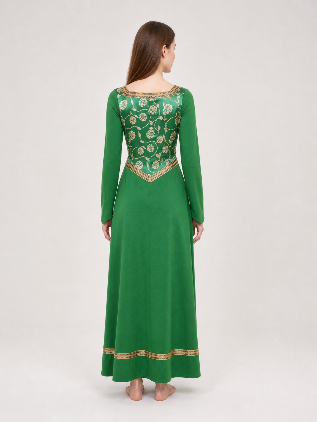 Green Fiona Cosplay Dress with Gold Decoration