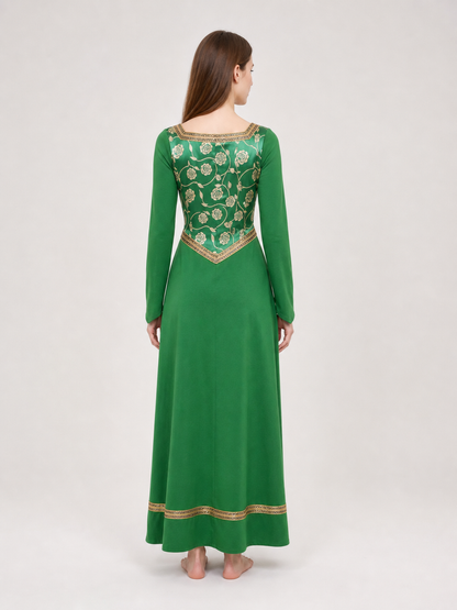 Green Fiona Cosplay Dress with Gold Decoration