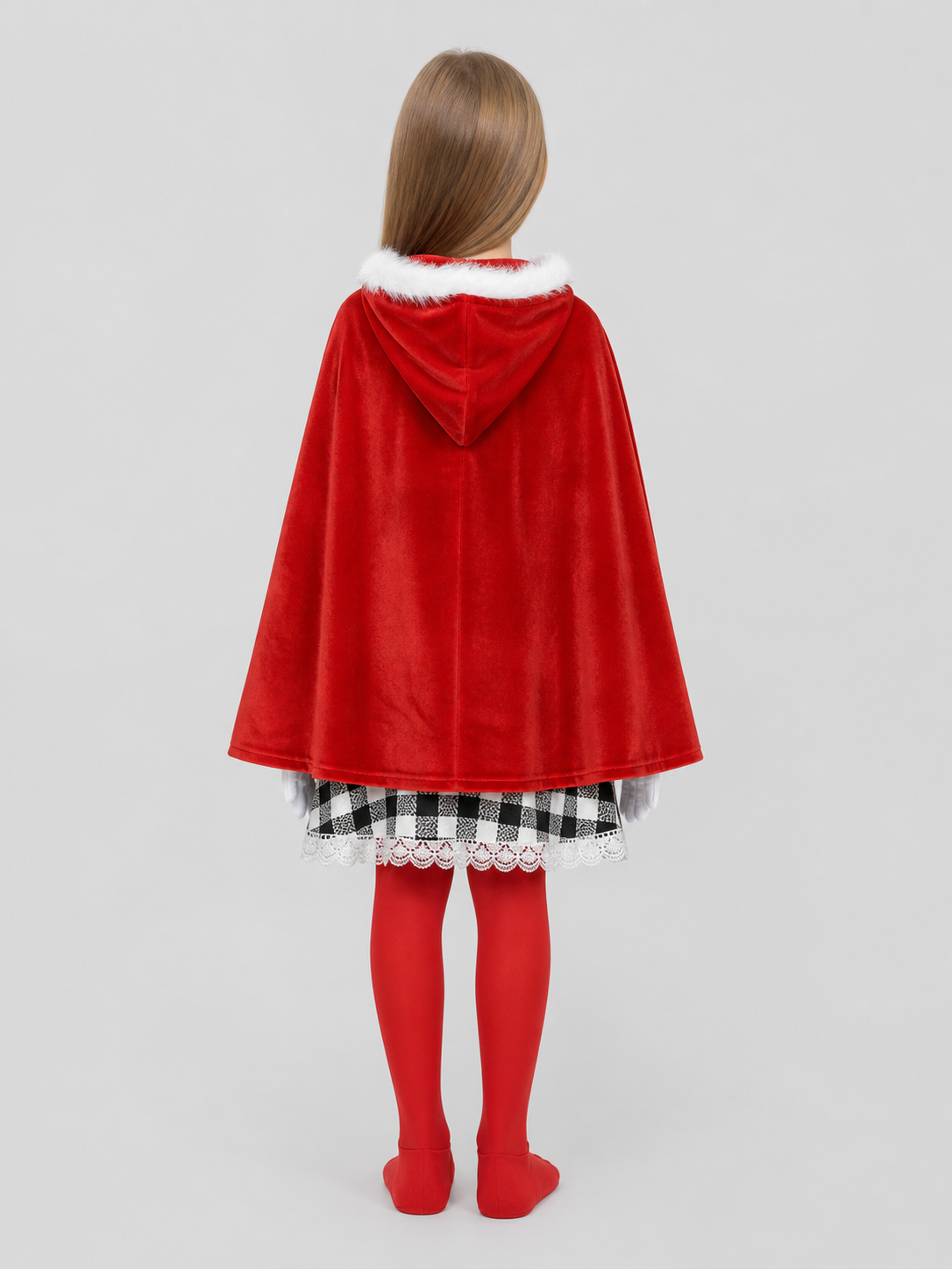Cindy Lou Who “The Grinch” Costume with Cape and Tights back view