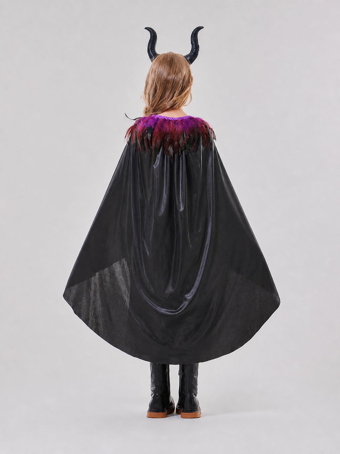 Halloween Witch Costume with Horns and Cape
