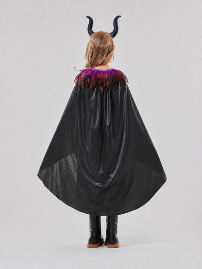 Halloween Witch Costume with Horns and Cape