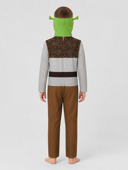 Shrek Character Costume with Mask and Vest back view