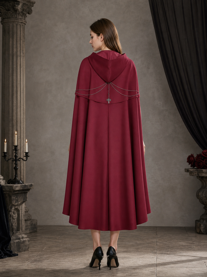 Gothic Hooded Cloak with Pendant for Cosplay