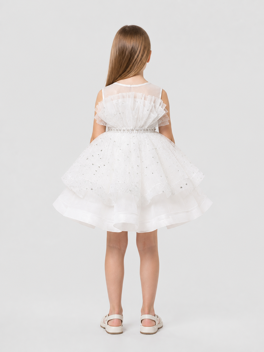 Sleeveless Princess Dress for Girls with a Full Skirt back view