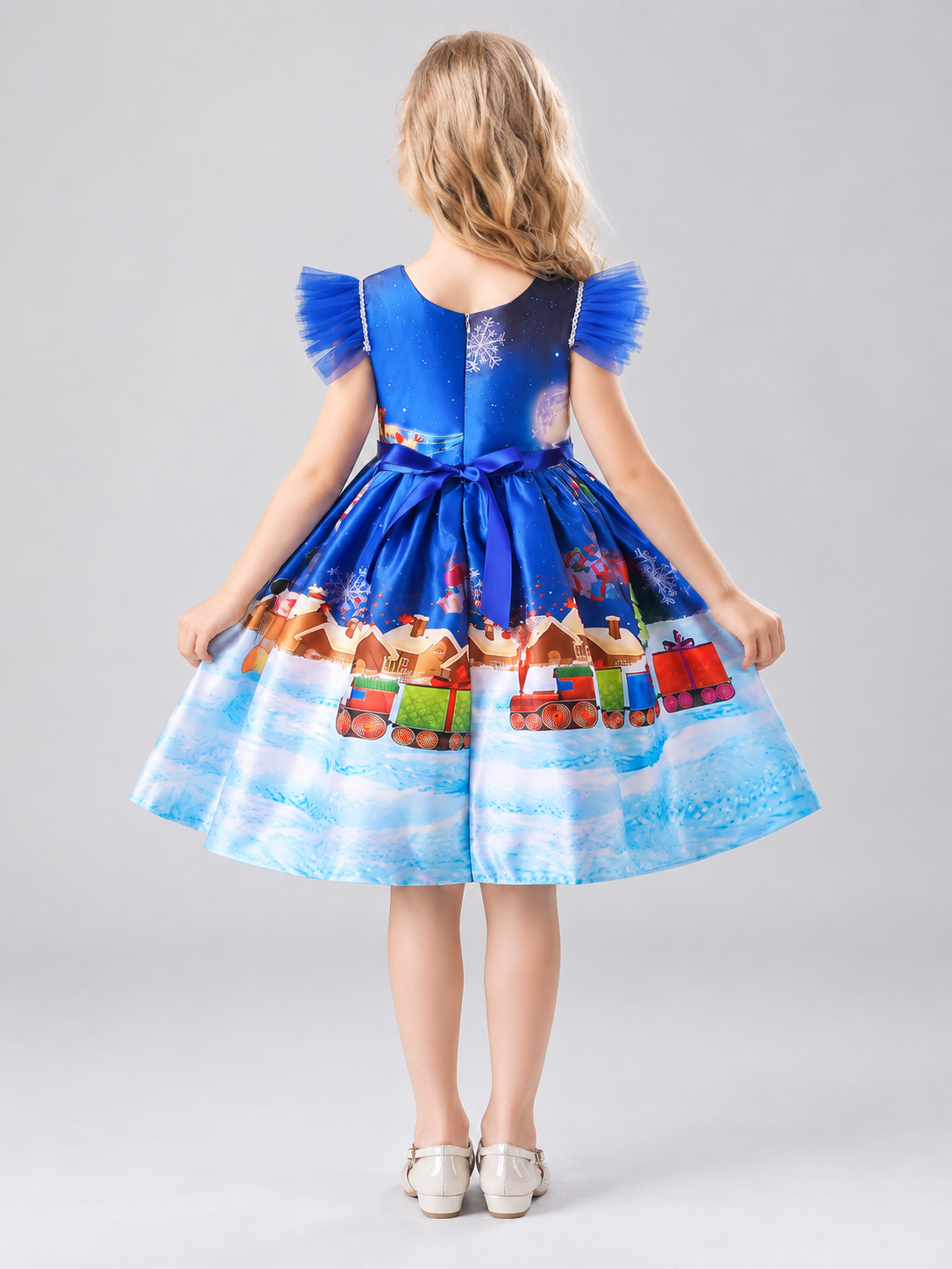 Kids' Holiday Dress with Christmas Print