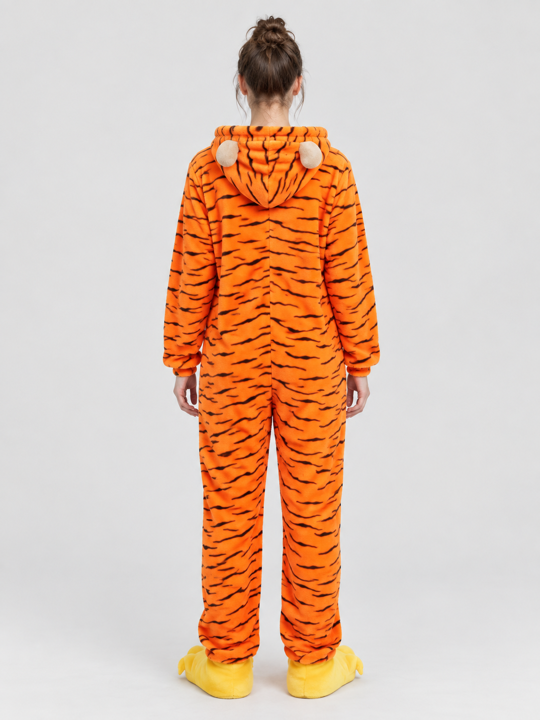 Orange Hooded Pajama Jumpsuit with Ears