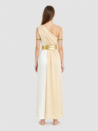 Ancient Greece Costume, White and Gold Robe for Halloween back view