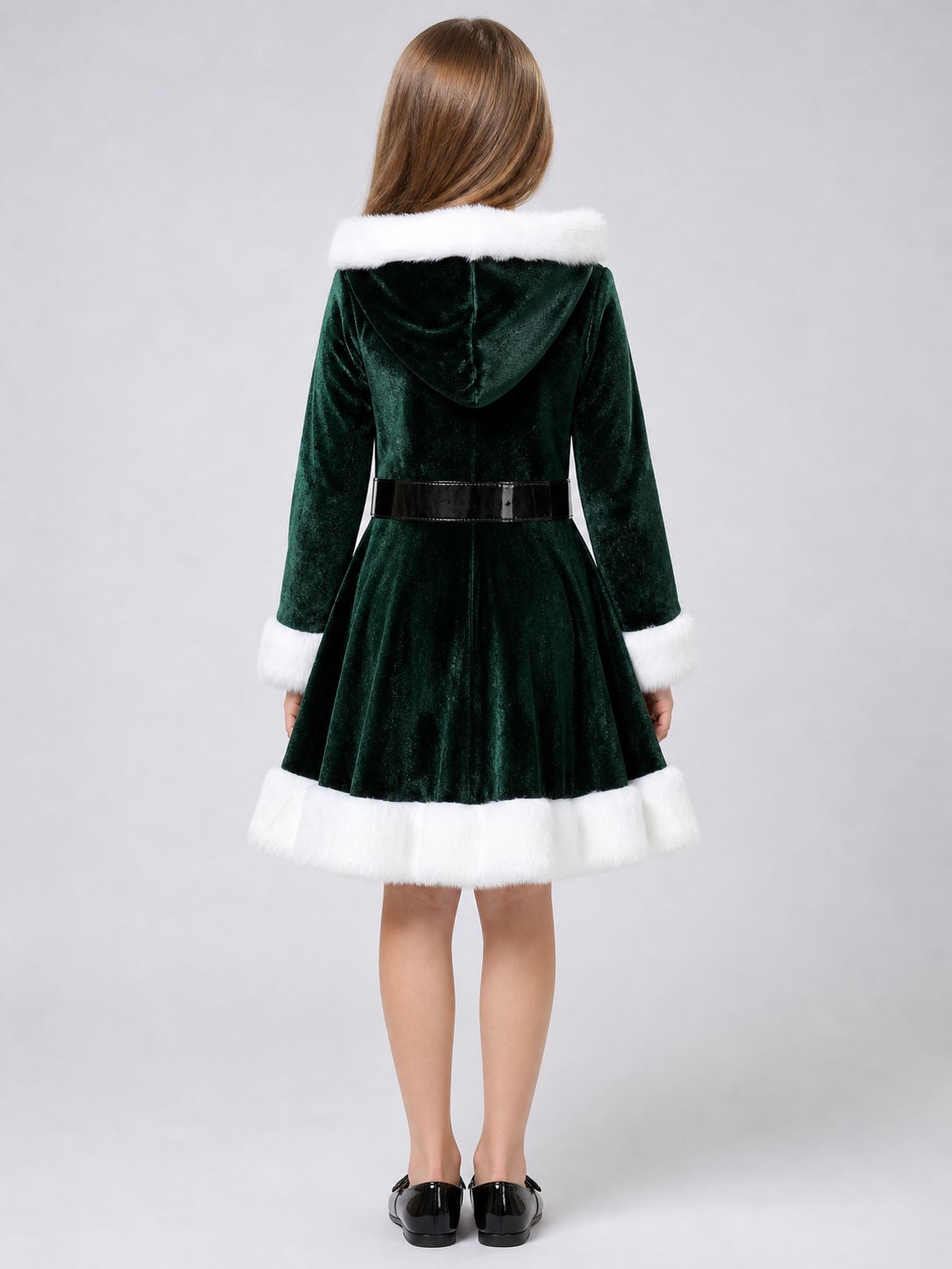 Christmas dress with a hood and belt