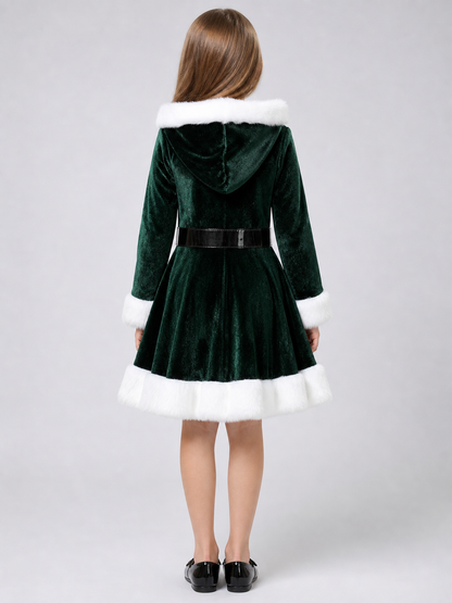 Christmas dress with a hood and belt
