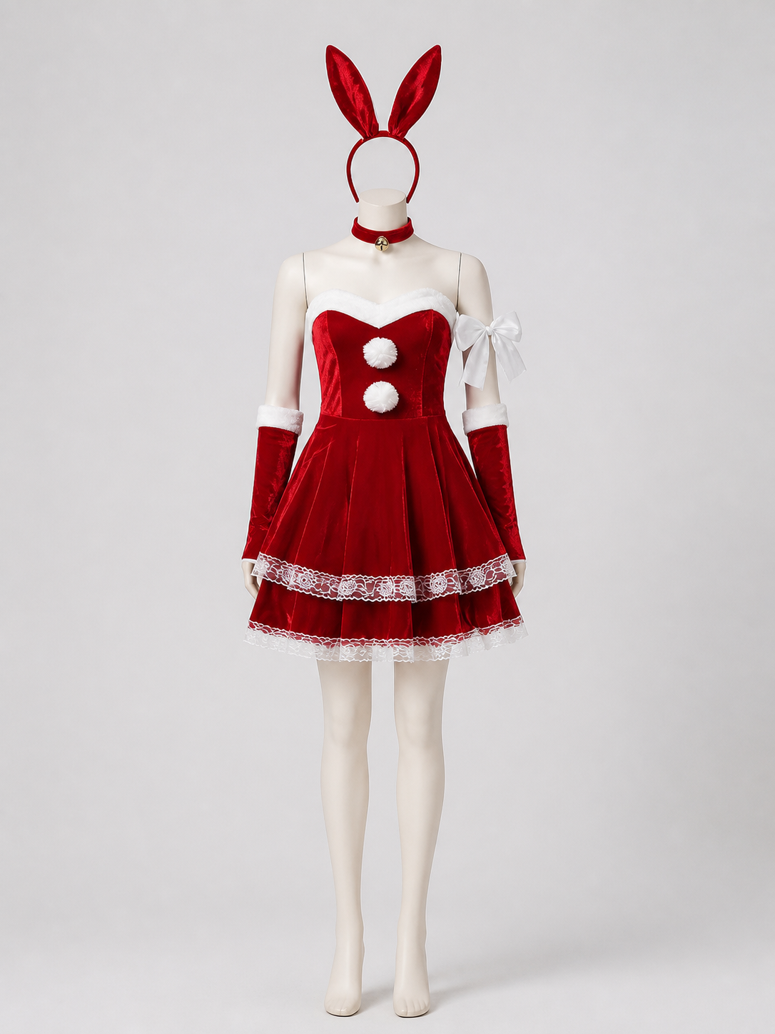 New Year's Costume with Dress and Bunny Headband back view