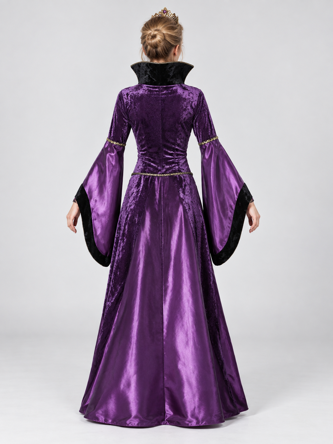 Vampire Costume with Crown and Lace-Up Detail back view